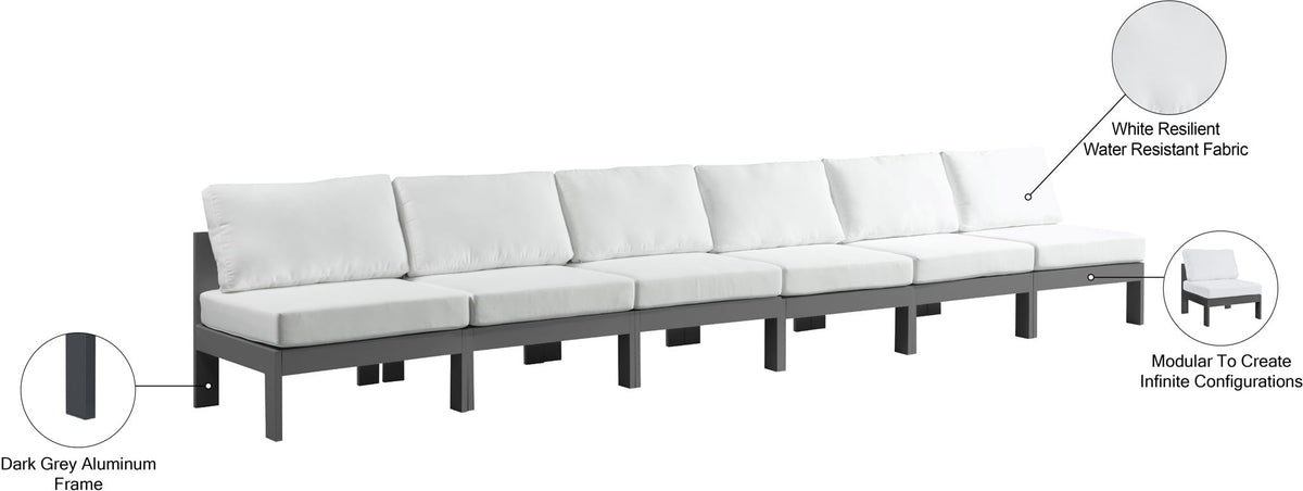 Nizuc - Outdoor Patio 6 Seat Armless Modular Sofa With Gray Frame