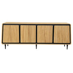 Striation - 4 Door Cabinet - Black / Woodtone
