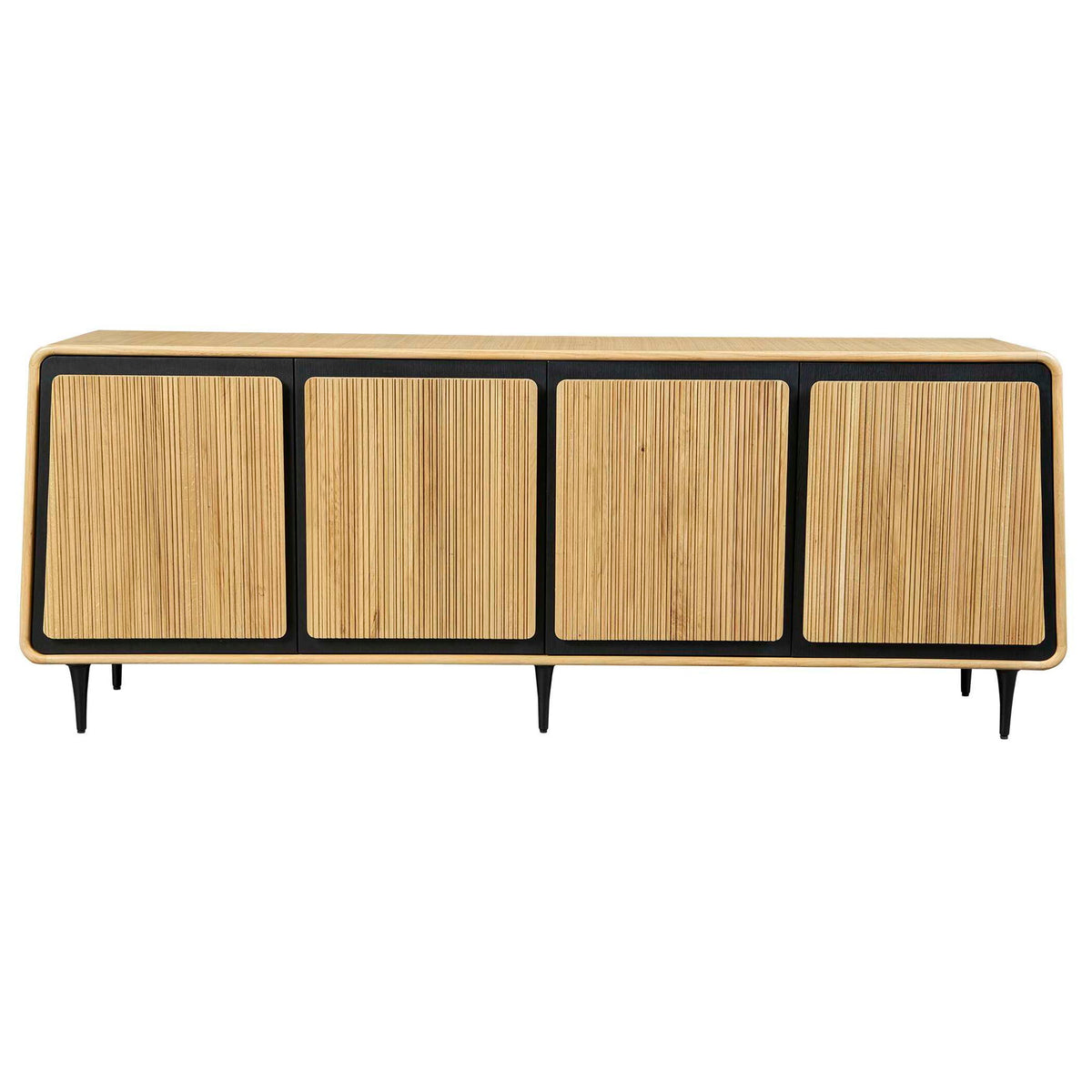 Striation - 4 Door Cabinet - Black / Woodtone