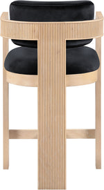 Sacha - Velvet Stool With Natural Base