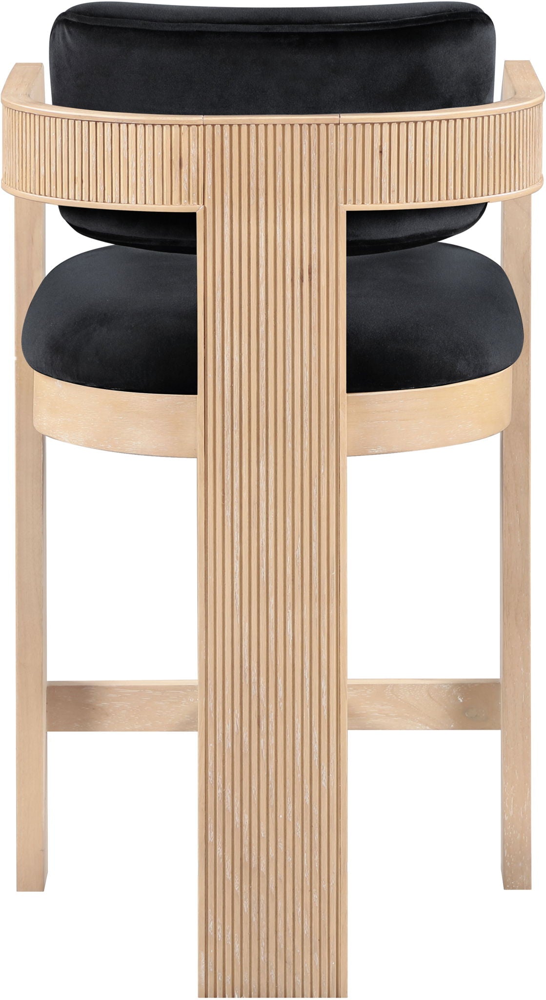 Sacha - Velvet Stool With Natural Base