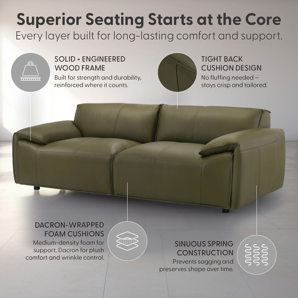 Tanner - Leather Sofa With Padded Arms