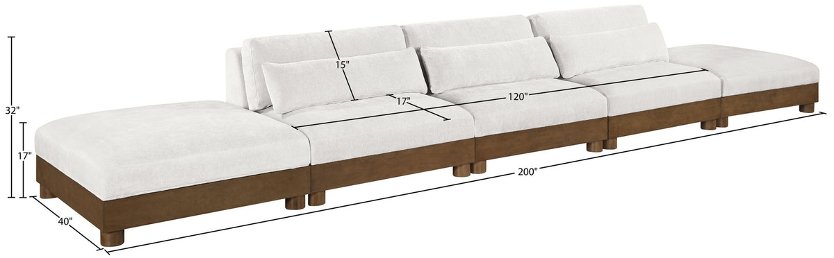 Turin - Chenille Fabric Upholstered Modular Sectional - Cream