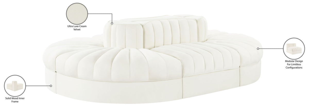 Rummi - Oval Velvet Performance Fabric Upholstered 6 Piece Modular Sectional
