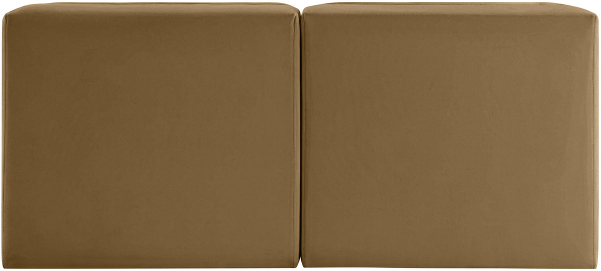 Rummi - Velvet Performance Fabric Upholstered 2 Piece Modular Armless Loveseat