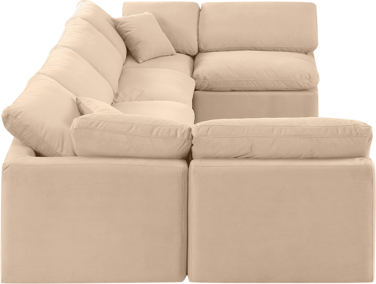 Indulge - Velvet 6 Piece Modular U-Shaped Sectional