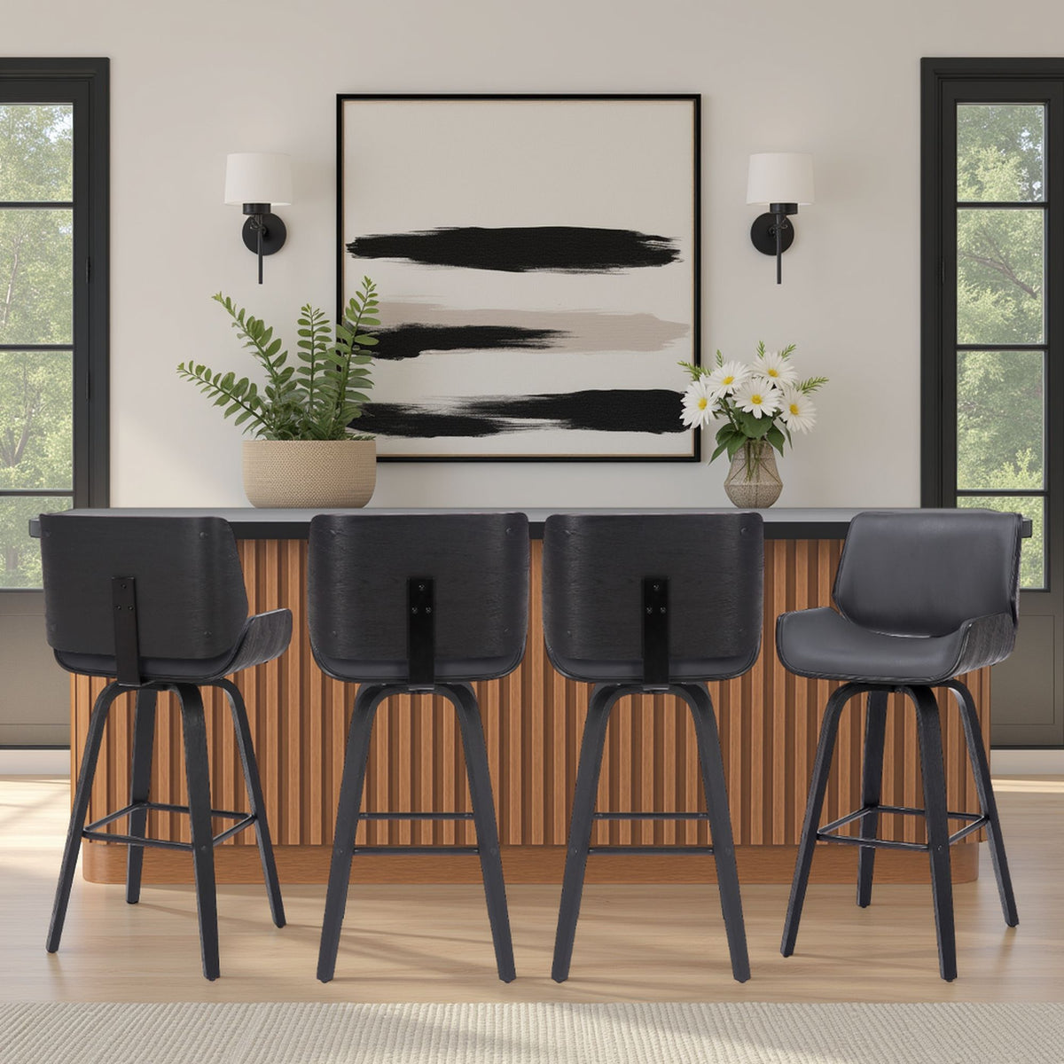 Tyler - 30" Bar Height Swivel Bar Stool With Black Frame