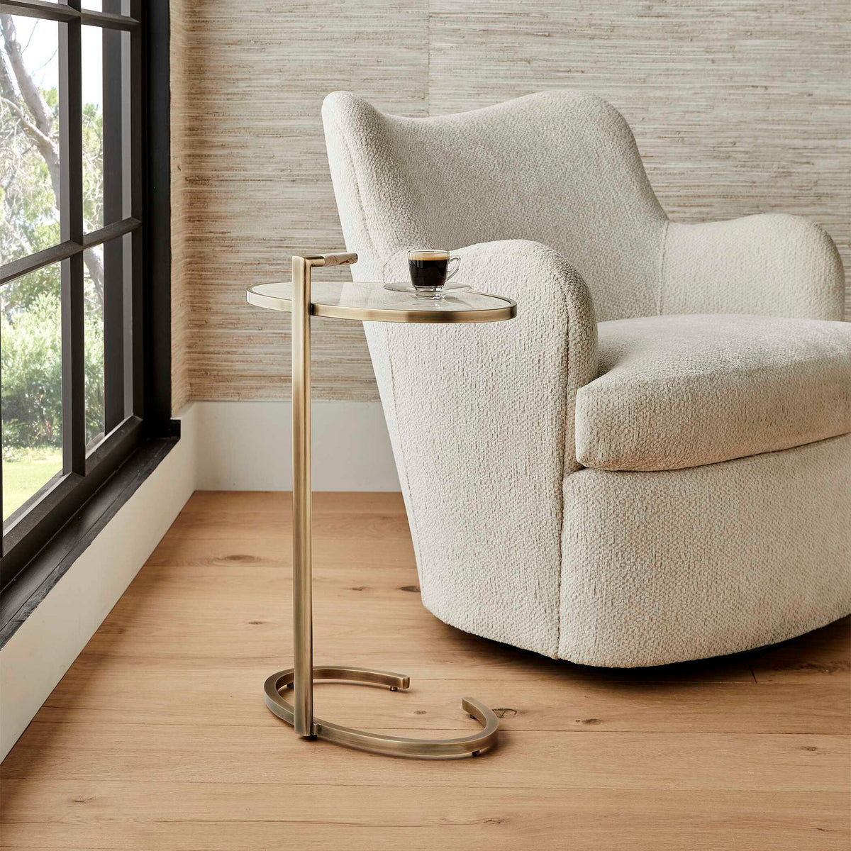 Marbled Pull Up Accent Table - Gold