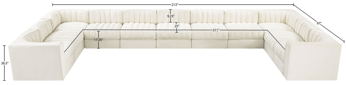 Rummi - Velvet Performance Fabric Upholstered 11 Piece Modular Sectional