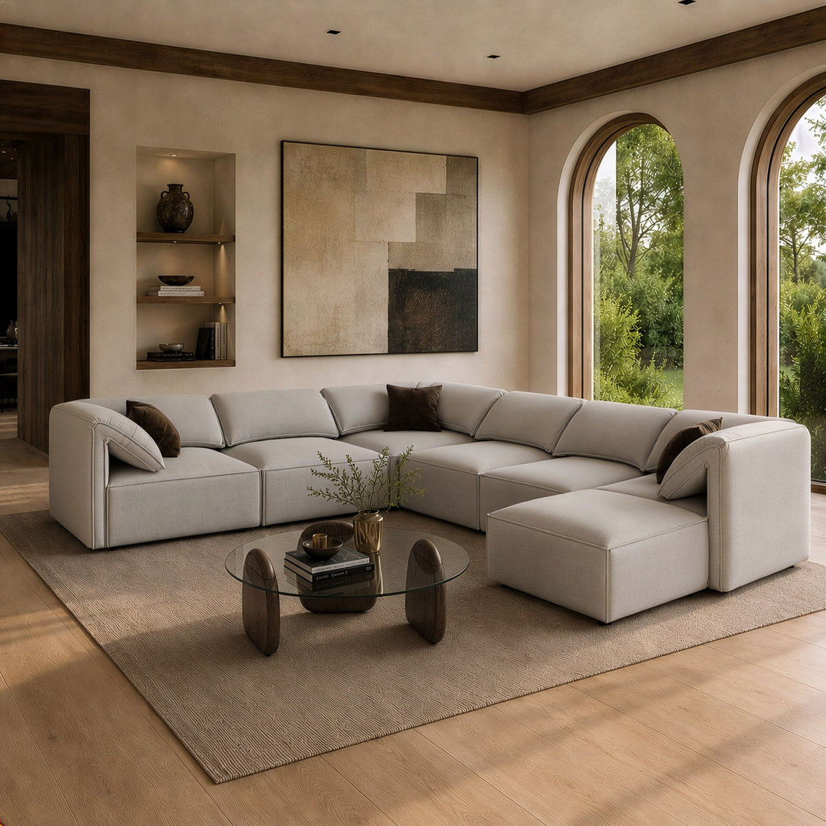 Gene - Modern Light Grey Fabric Modular Sectional Sofa-7-Piece Sectional by VIG Furniture - View 1