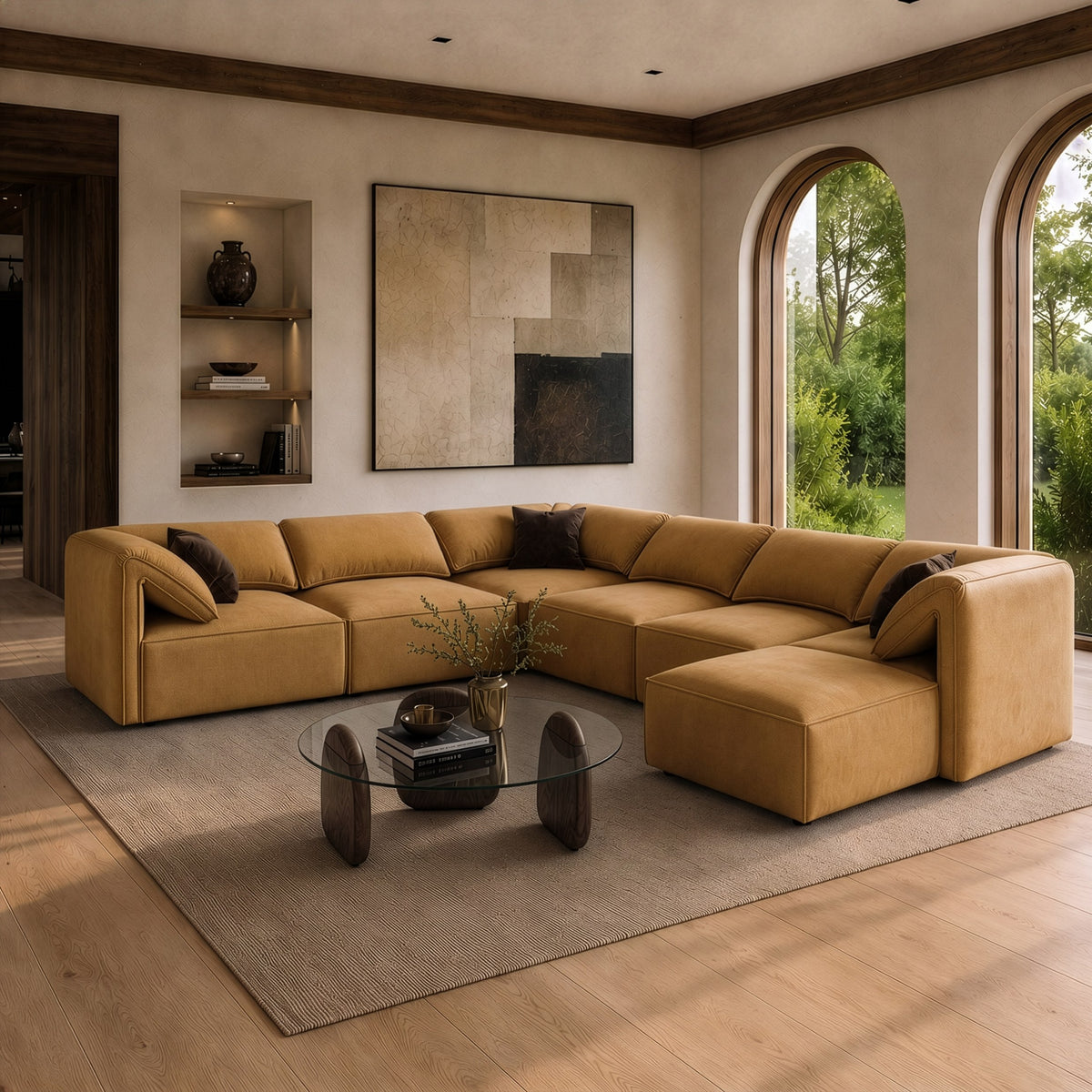 Gene - Modern Ochre Fabric 7-Piece Modular Sectional Sofa by VIG Furniture - View 1