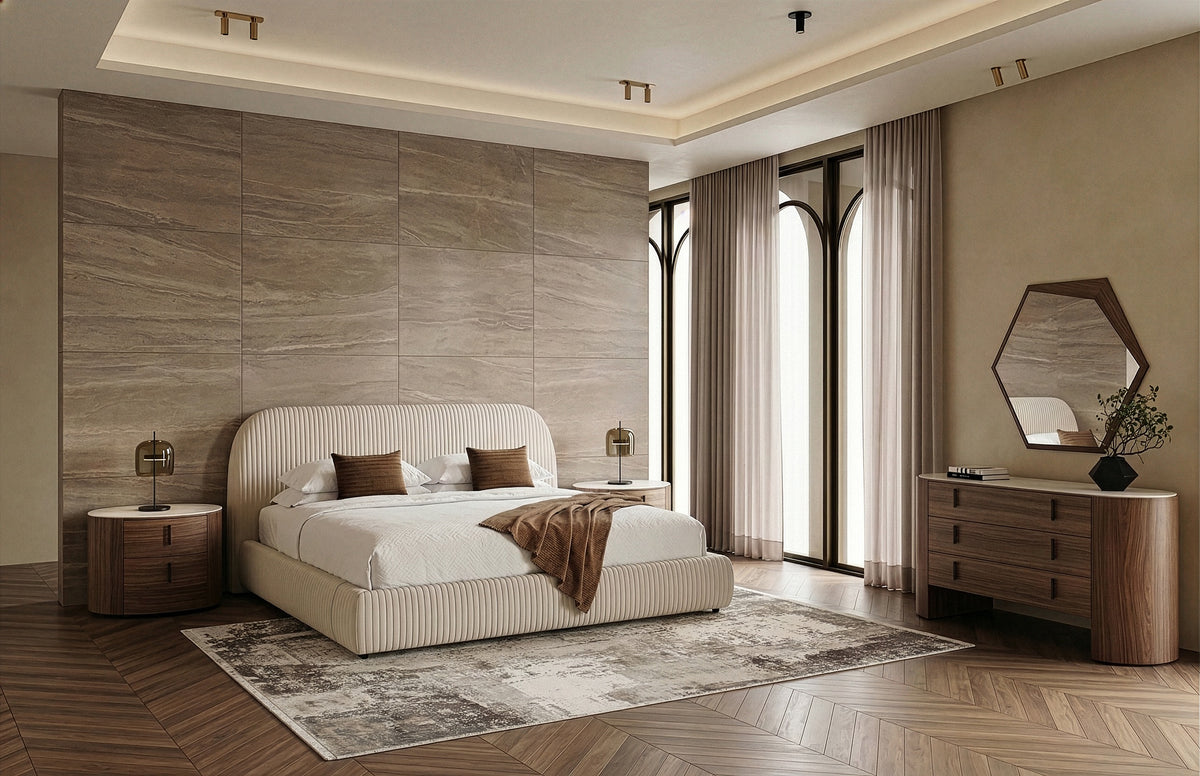 Hortman - Modern Beige Velvet Bed by VIG Furniture - View 7