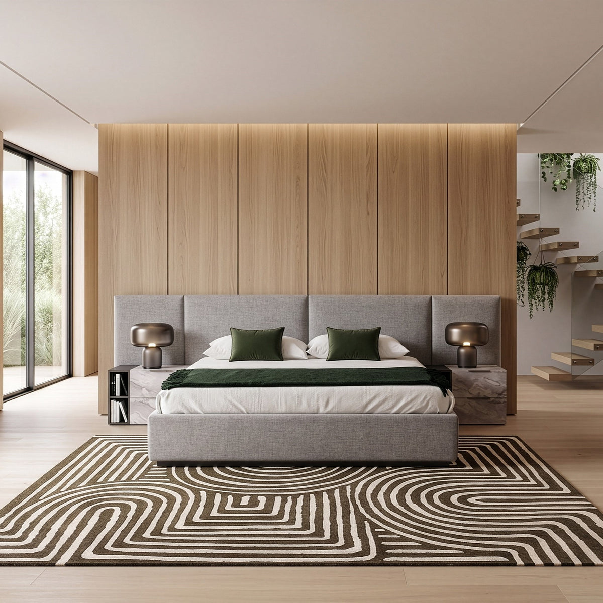 Maranello - Modern Grey Fabric Bed w/ Two Nightstands by VIG Furniture - View 1