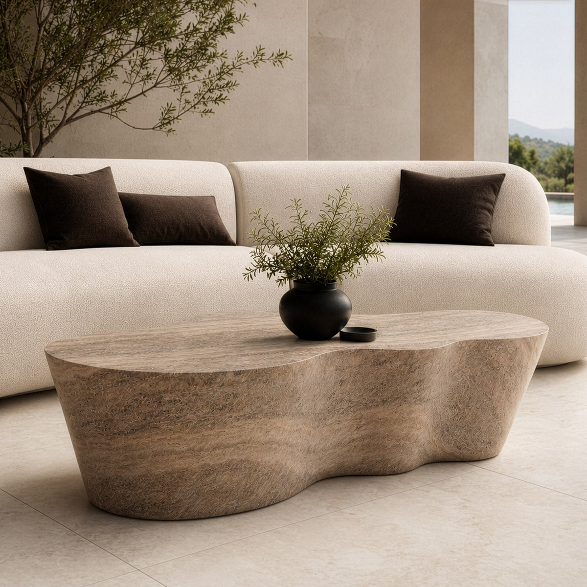 Meru - Modern Faux Travertine Concrete Coffee Table by VIG Furniture - View 5