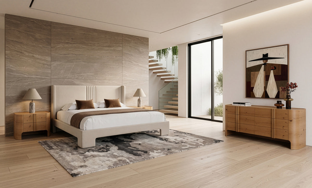 Newhart - Modern Beige Fabric Bed by VIG Furniture - View 6