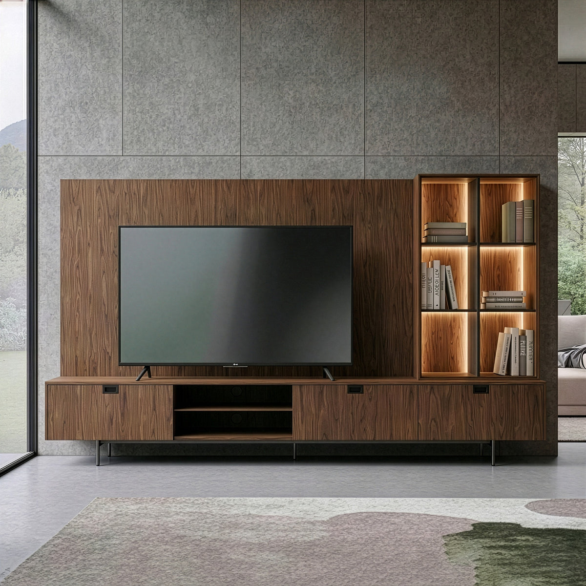 Raskin - Contemporary Walnut Entertainment Center w/ LED Lighting by VIG Furniture - View 11