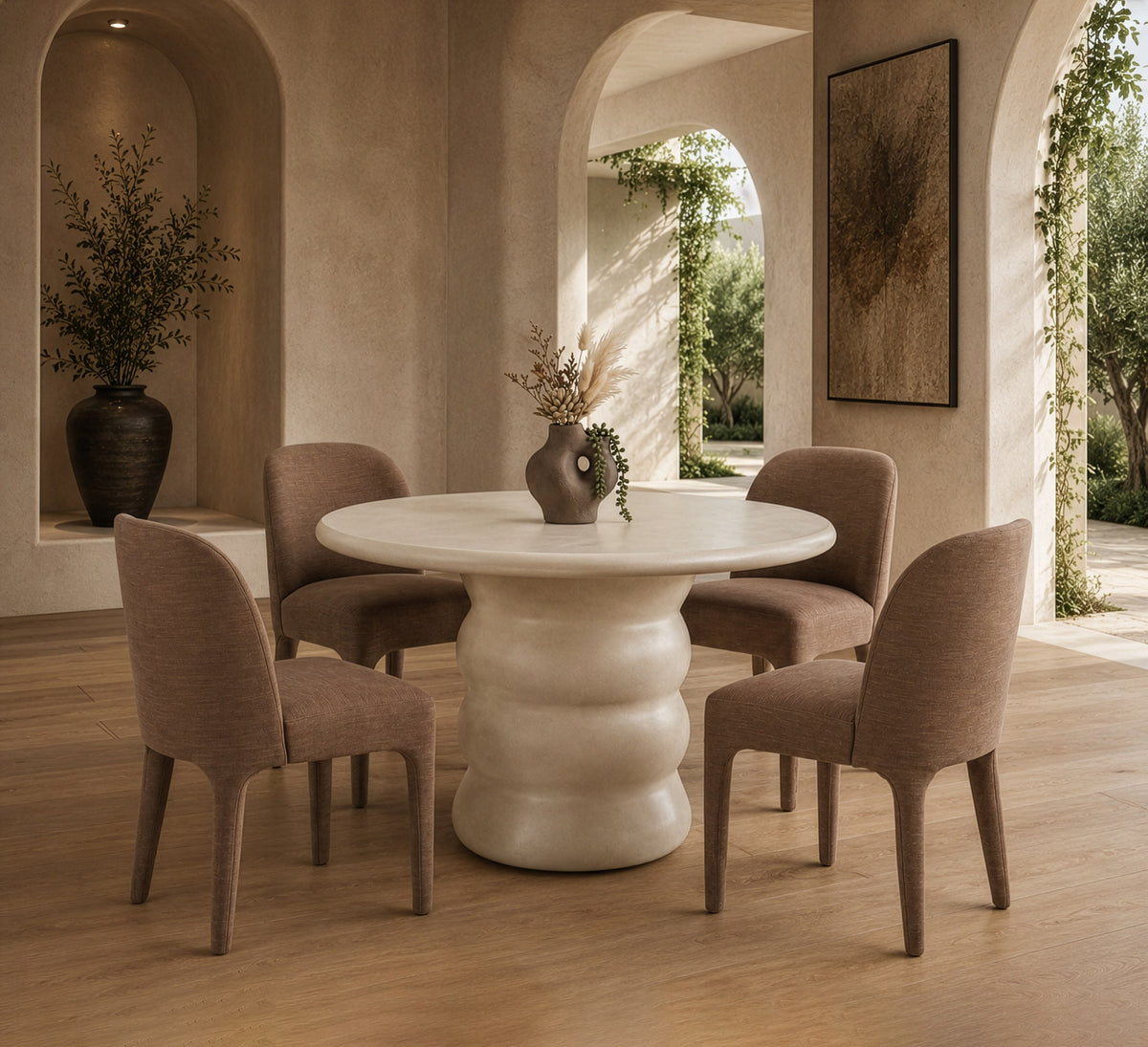 Sosso - Modern Beige Round Fiberform Dining Table by VIG Furniture - View 5
