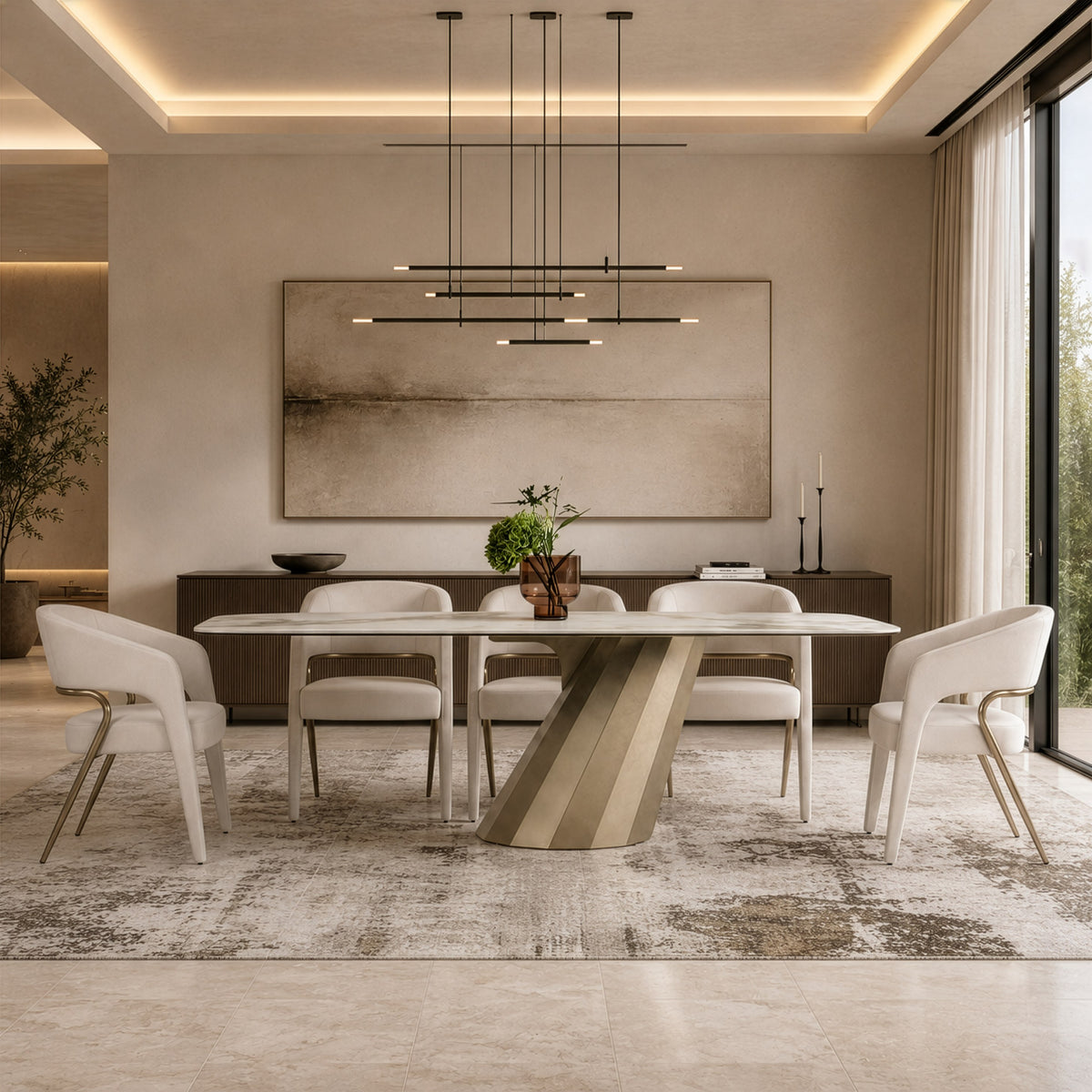 Vela - Modern Ceramic + Brass Dining Table by VIG Furniture - View 7