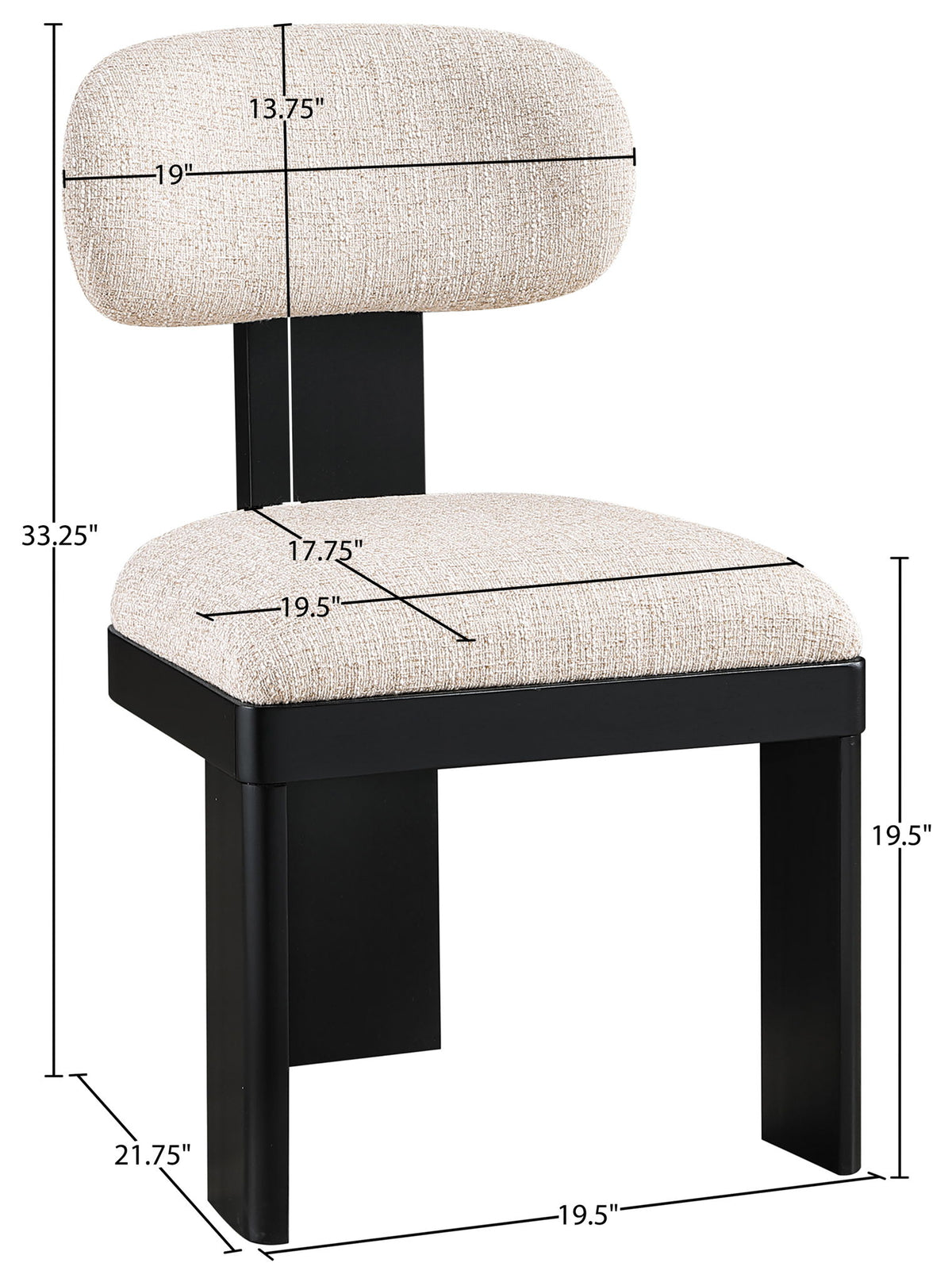 Timbra - Linen Textured Fabric Upholstered Dining Chair (Set of 2) - Black Base