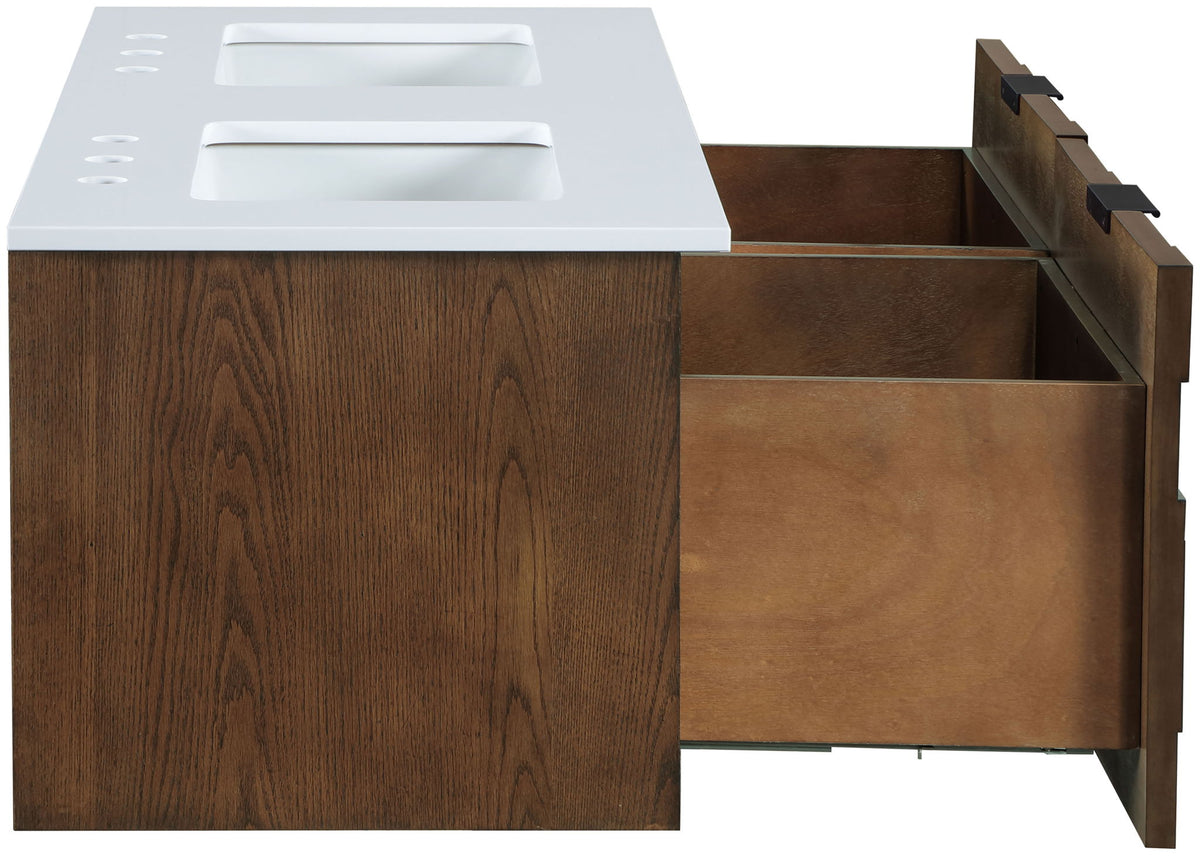 Leonardo - Engineered Stone And Solid Wood 24" Wall Mounted Bathroom Vanity
