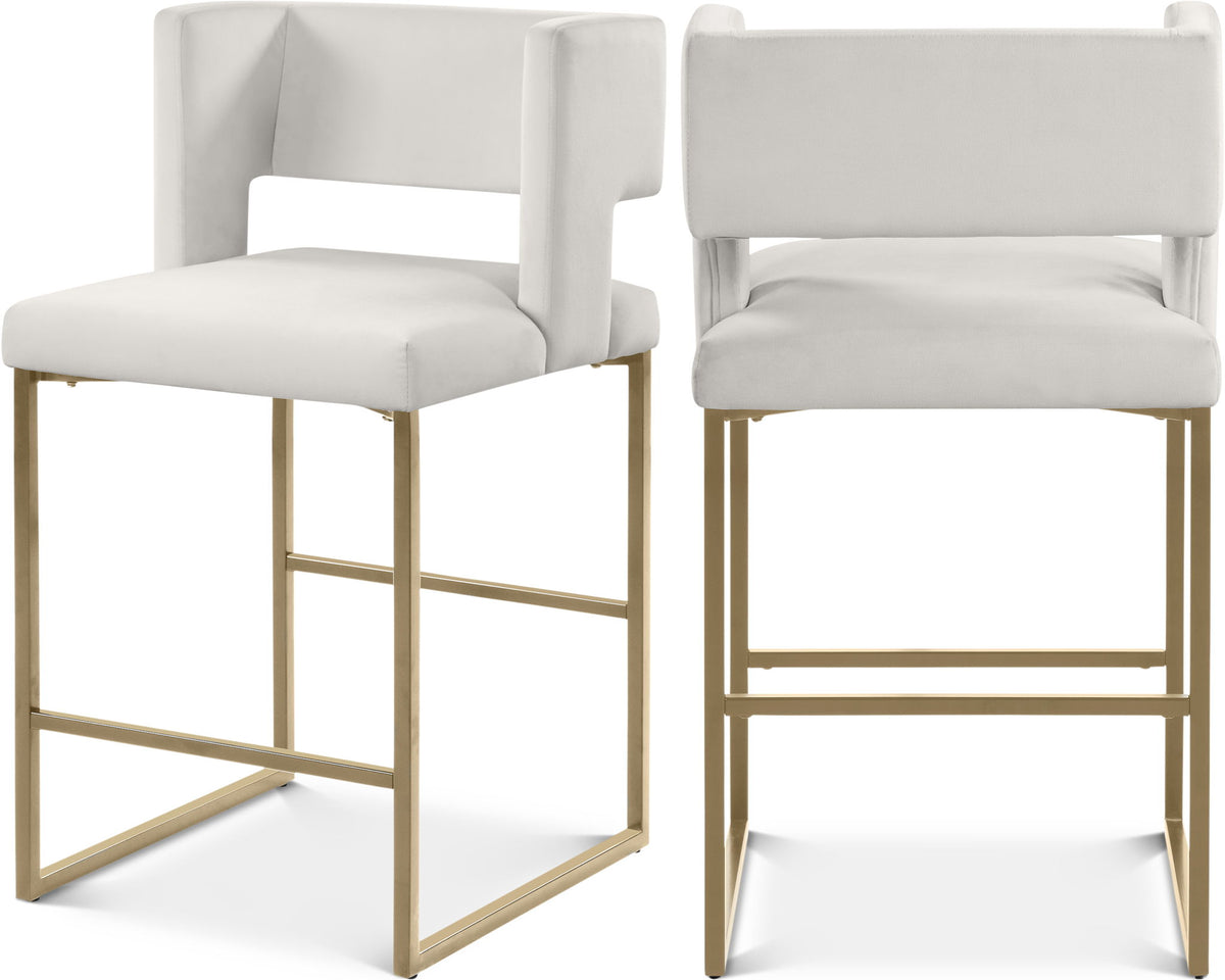 Caleb - Counter Stool with Gold Legs (Set of 2)