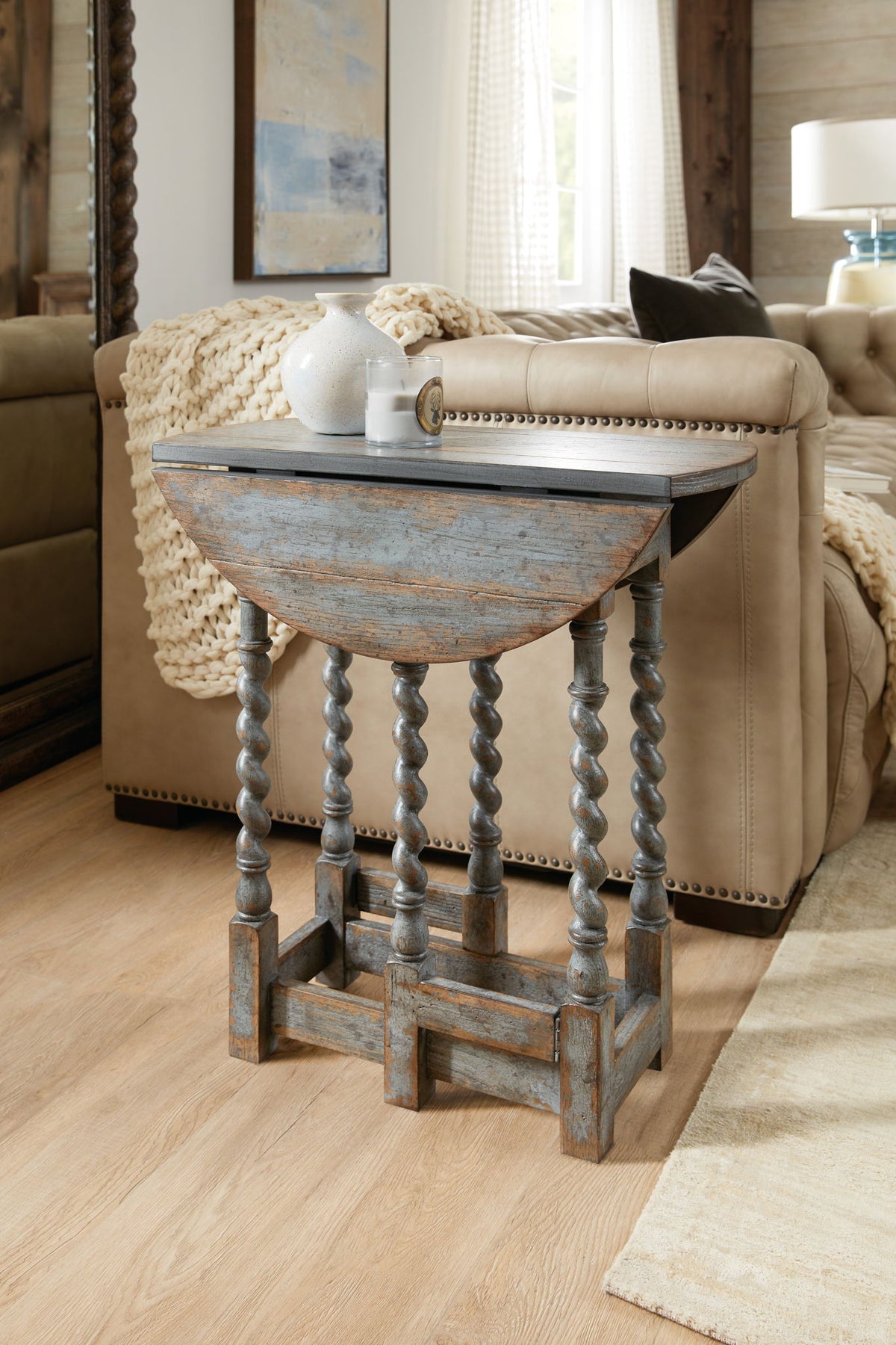 La Grange - Prause Gate Leg Round Table - Light Blue