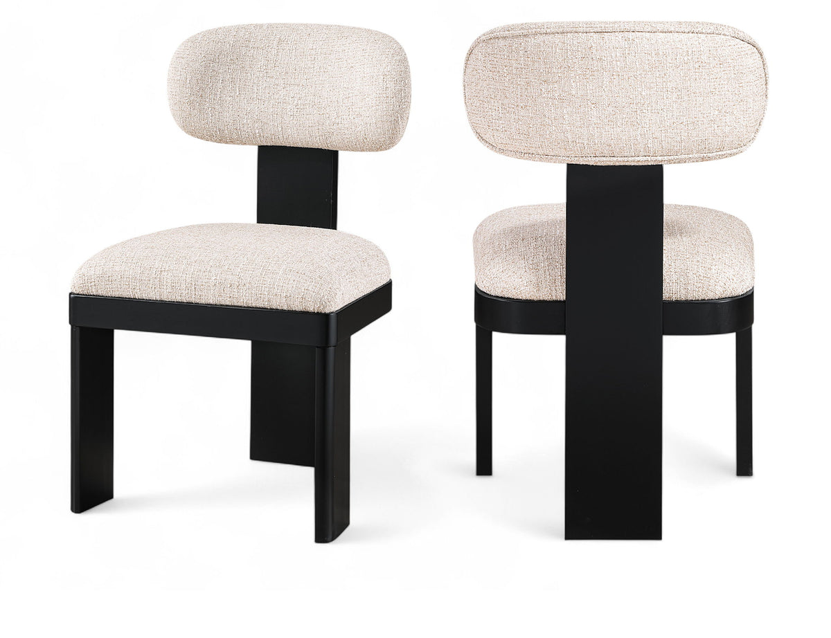 Timbra - Linen Textured Fabric Upholstered Dining Chair (Set of 2) - Black Base