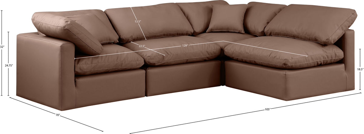 Indulge - Faux Leather 4 Piece Modular Sectional