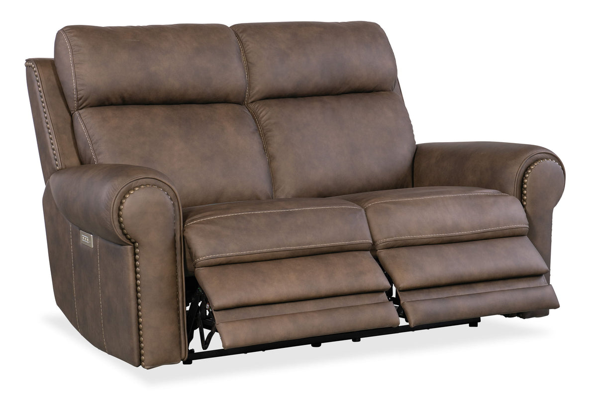 MS - Duncan Power Loveseat With Power Headrest & Lumbar - Dark Brown