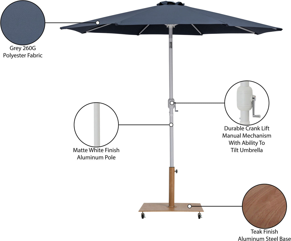 Fiji - Aluminum Patio Umbrella With Square Teak And White Base