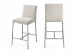 Reeves - Chenille Fabric Upholstered Counter Stool (Set of 2) - Silver Base