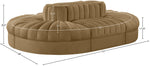 Rummi - Oval Velvet Performance Fabric Upholstered 6 Piece Modular Sectional