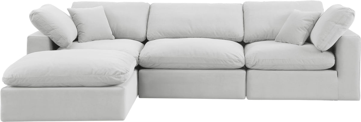 Comfy - 4 Piece Velvet Modular Sectional With Chaise - White