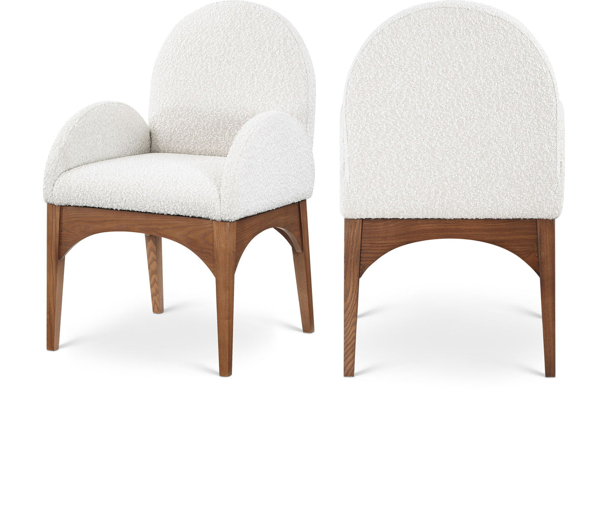 Waldorf - Boucle Dining Arm Chair With Brown Legs