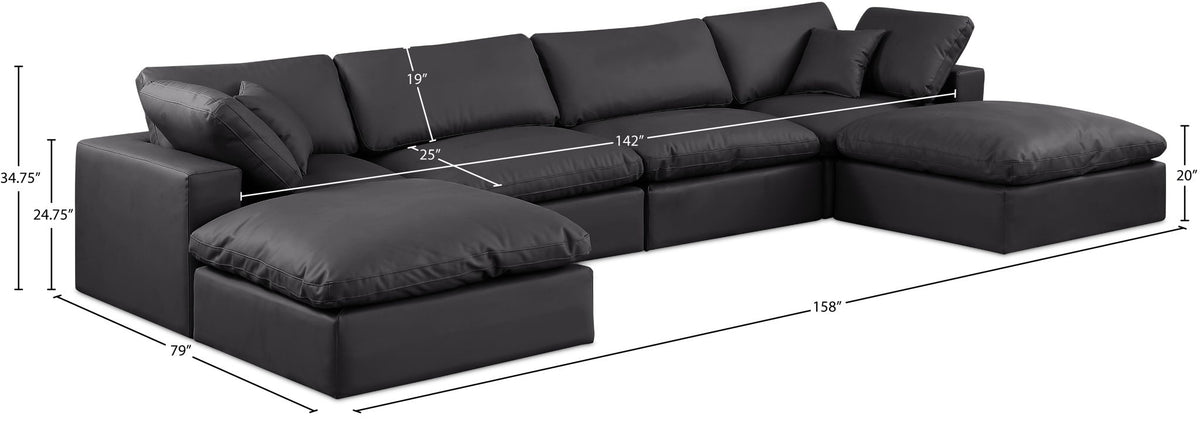 Comfy - 6 Piece Faux Leather Modular Double Chaise Sectional