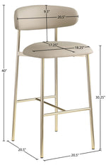 Lupita - Vegan Leather Upholstered Bar Stool With Brushed Gold Frame (Set of 2)