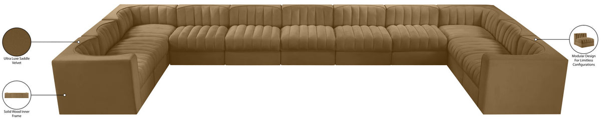 Rummi - Velvet Performance Fabric Upholstered 11 Piece Modular Sectional