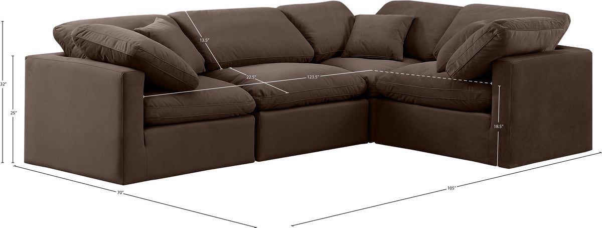 Indulge - Velvet 4 Piece Modular Corner Sectional