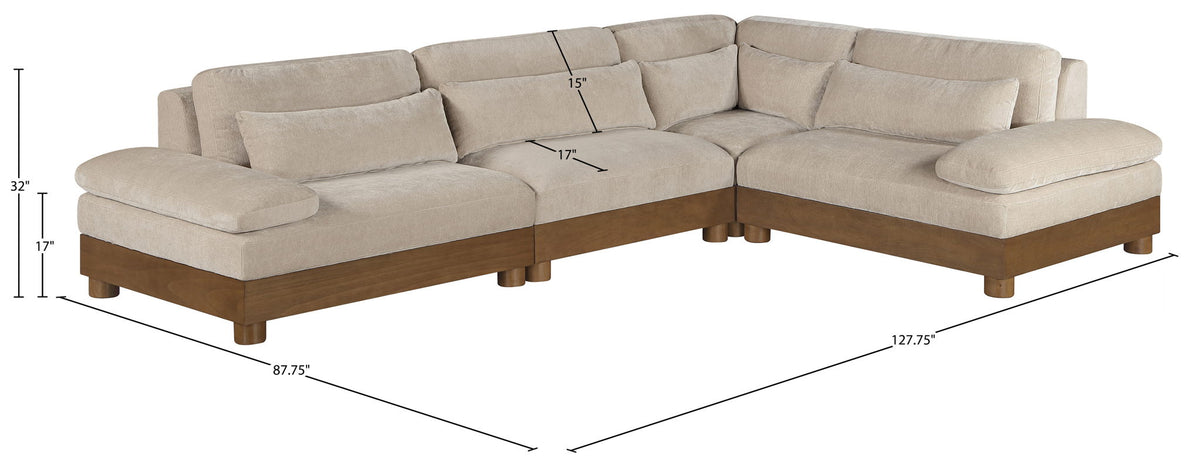 Turin - Chenille Fabric Upholstered Modular Sectional - Taupe