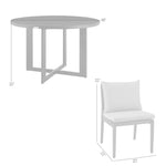 Cayman - Outdoor Patio 5-Piece Round Dining Table Set In Aluminum With Gray Cushions