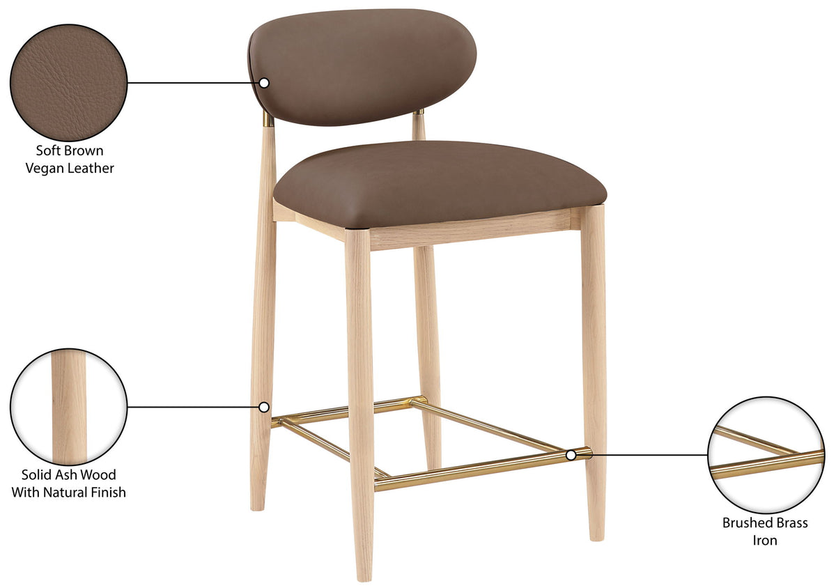 Riccio - Stool - Natural And Gold Frame