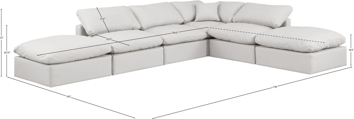 Indulge - Faux Leather 6 Piece Modular Armless Sectional