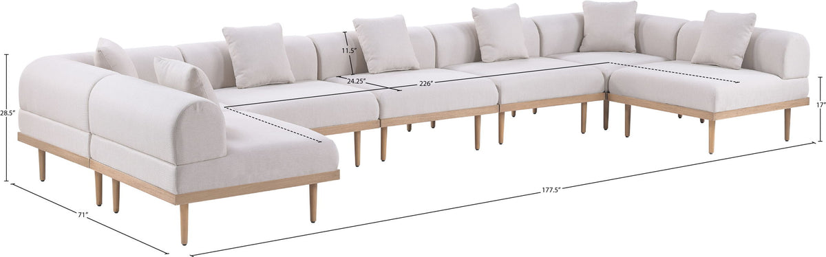 Laguna - 7 Piece Resilient Water Resistant Fabric 142" Upholstered Outdoor Patio Modular Sectional
