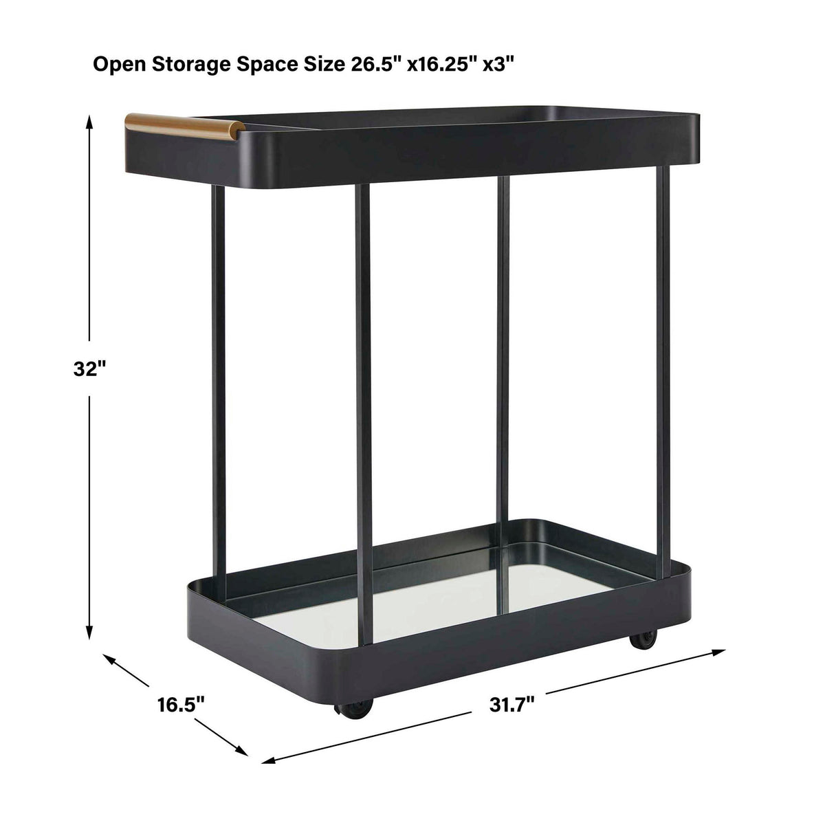 Vesper - Iron Bar Cart - Black / Brass