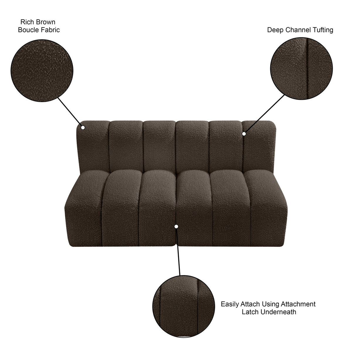 Arc - Boucle Fabric 2 Seats Modular Sofa