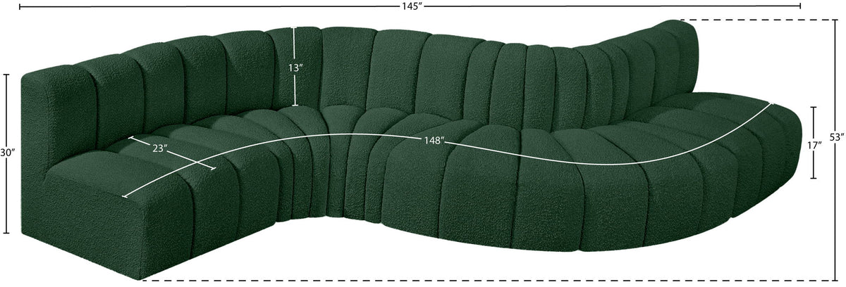 Arc - Boucle Fabric 6 Piece Curved Modular Sofa