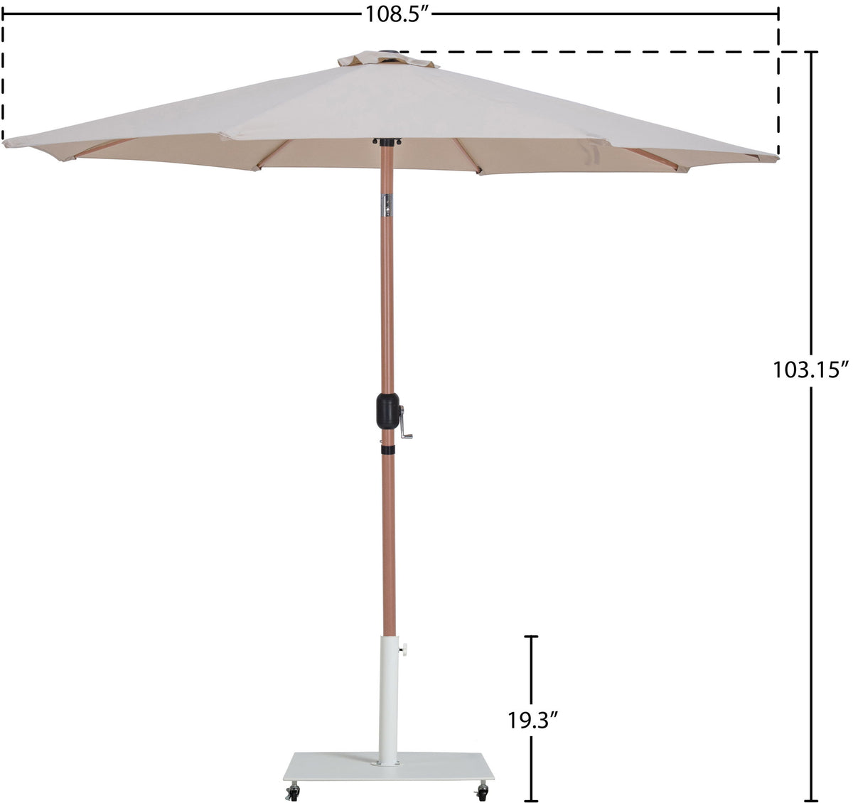 Fiji - Aluminum Patio Umbrella With Square White And Teak Base