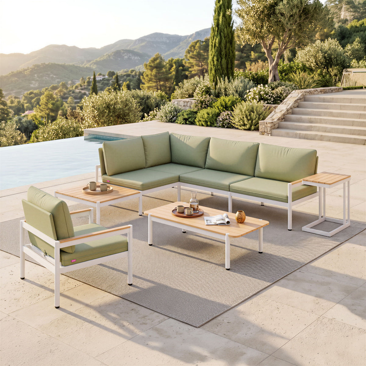 Lychee - Modular Sectional - Green / White