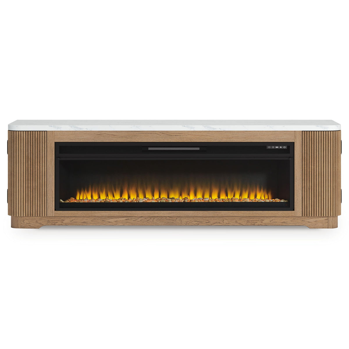 Camdill - 80" TV Stand With Electric Fireplace - Light Brown