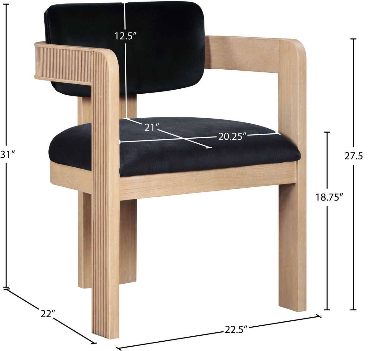 Sacha - Velvet Dining Chair With Natural Base (Set of 2)
